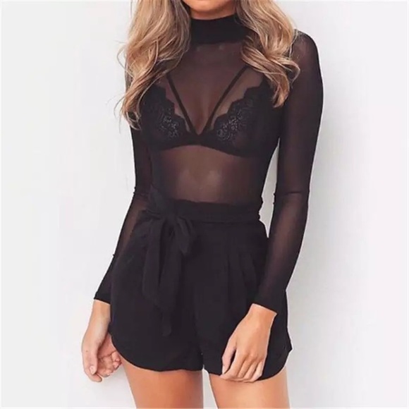 Women See Through Transparent Mesh Top - Picture 3 of 5